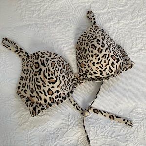 Shade & Shore 38DD leopard underwire swimsuit swim bikini top molded cups